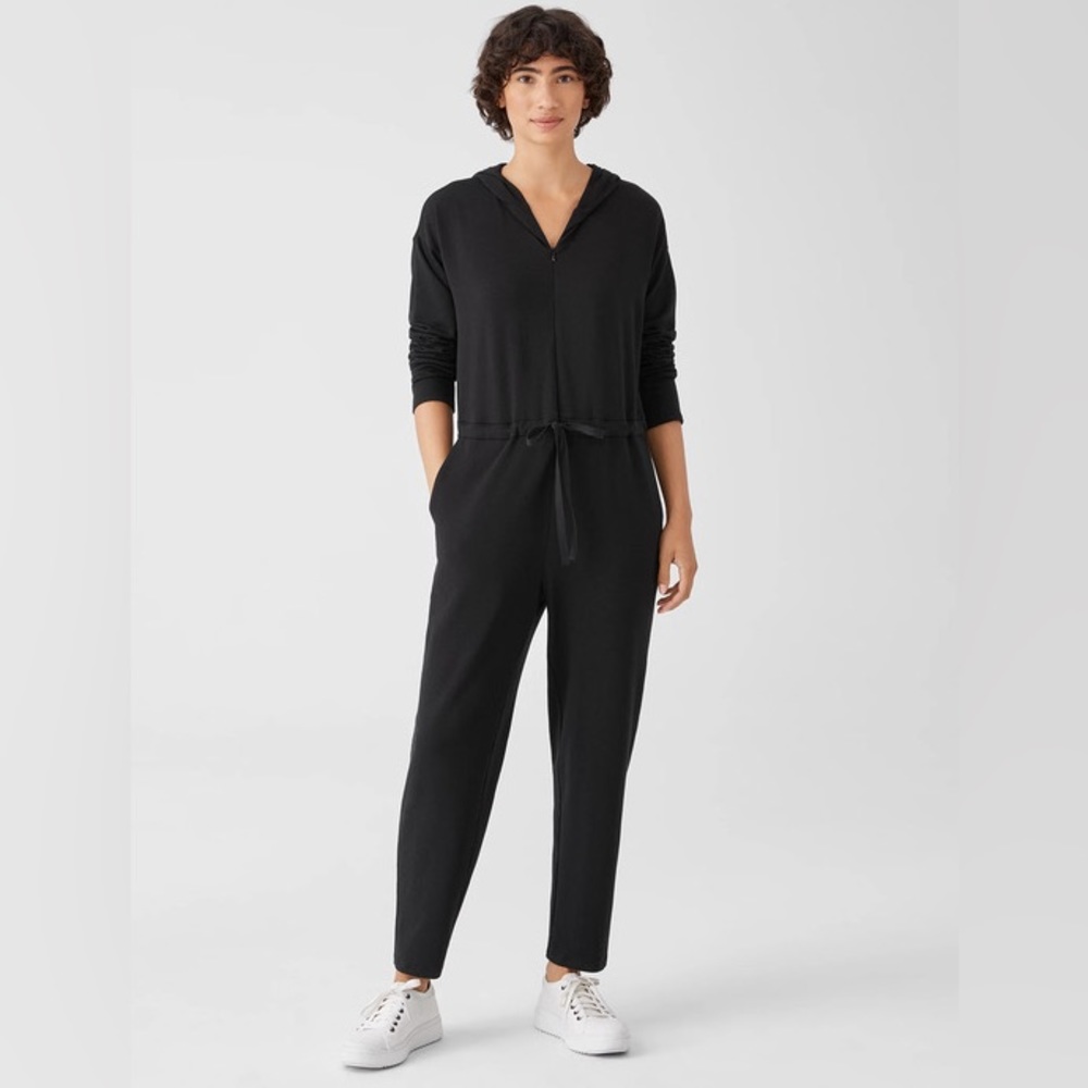 Eileen Fisher | Cozy Brushed Terry Hug Hooded Jumpsuit | XS